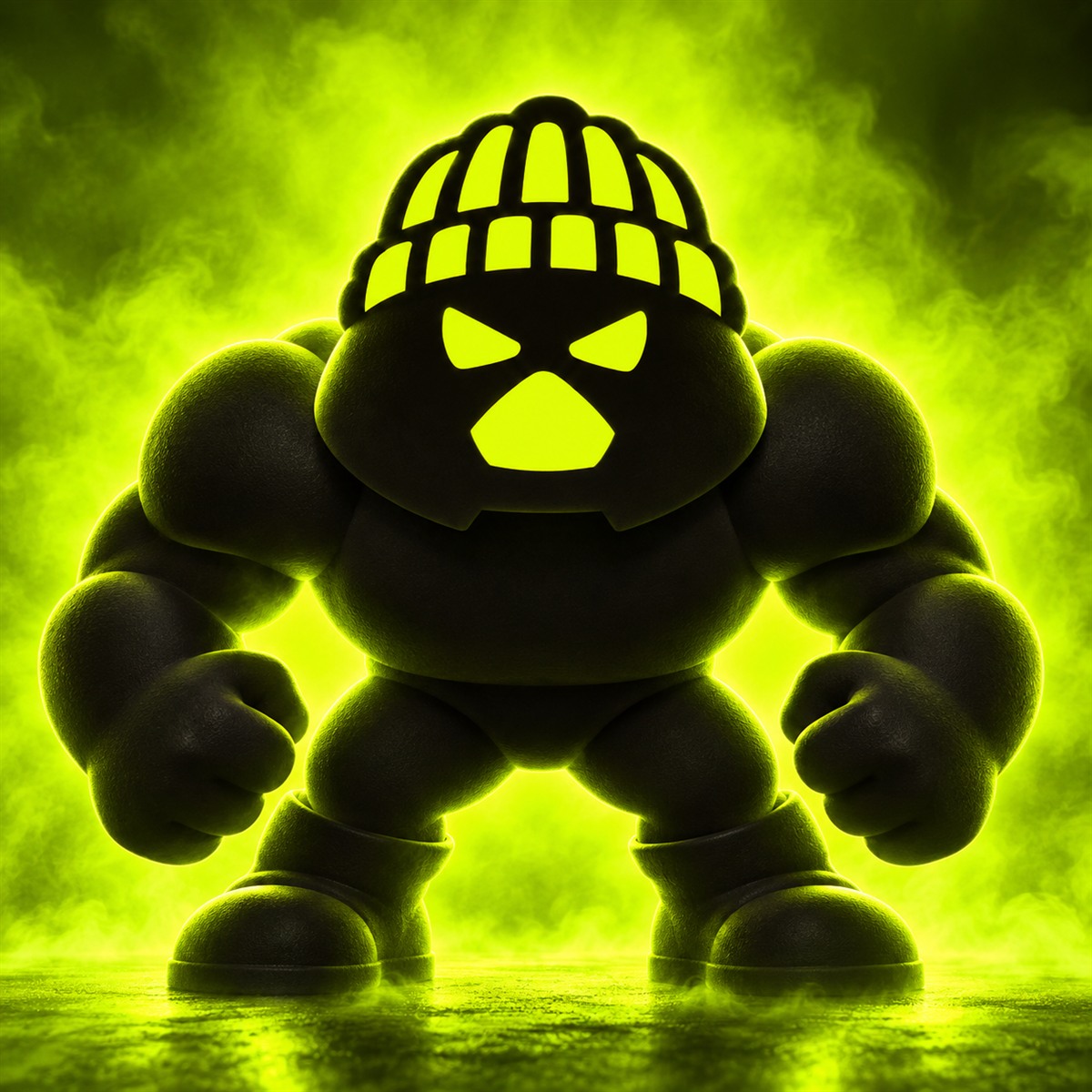 The wif Juggernaut in a neon chartreuse haze
